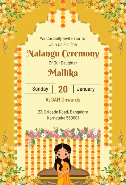Traditional Nalangu Ceremony Celebration Invitation Template