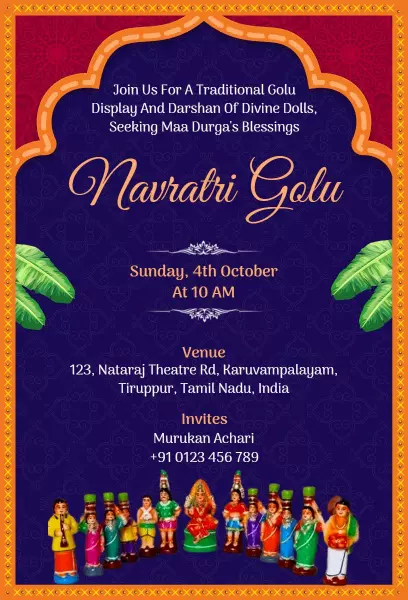 Traditional Navaratri Golu Celebration Invitation Template