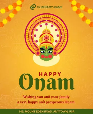 Traditional Onam Celebration Greeting Flyer Template