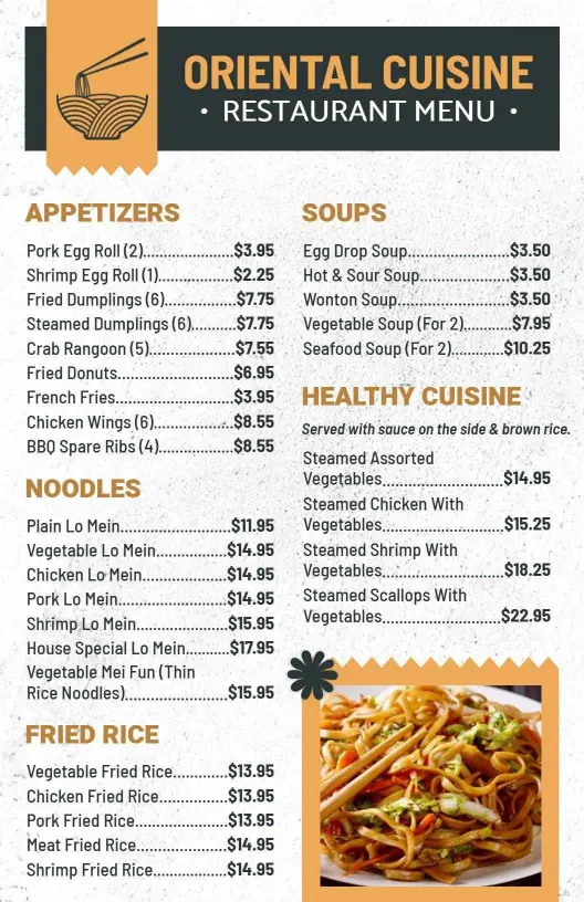 Traditional Oriental Design Restaurant Menu Template
