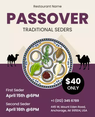 Traditional Passover Seders Restaurant Event Flyer Template
