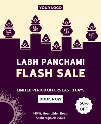 Traditional Purple Labh Panchami Flash Sale Poster Template