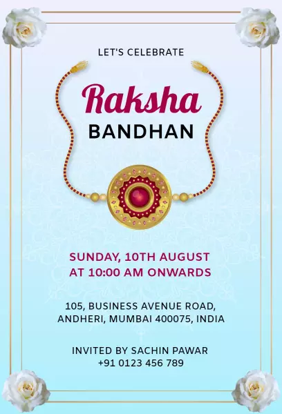 Traditional Raksha Bandhan Celebration Family Gathering Invitation Template