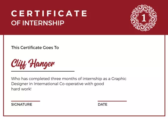 Traditional Red Ornate Internship Completion Certificate Template