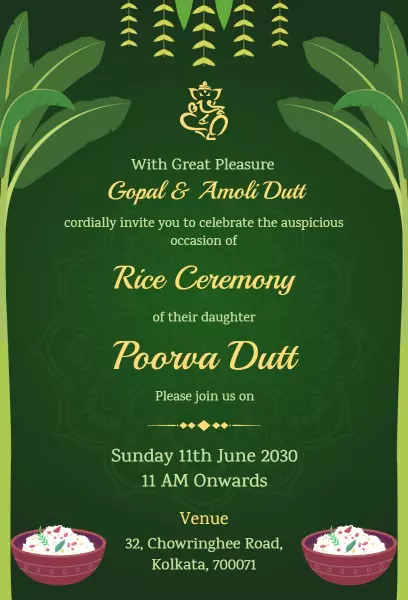 Traditional Rice Annaprashan Ceremony Invitation Template