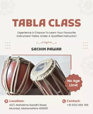 Traditional Tabla Music Class Invitation Poster Template