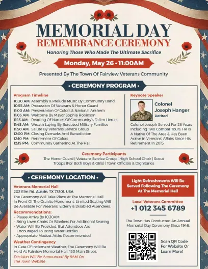 Traditional Town Memorial Ceremony Flyer Template