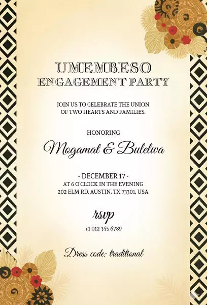 Traditional Umembeso Engagement Party Celebration Invitation Template