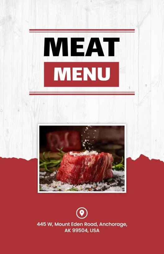 Traditional White and Red Butcher's Meat Menu Template