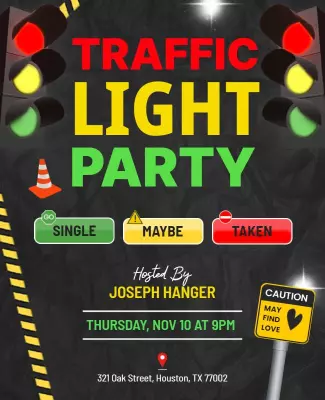 Traffic Light Themed Party Flyer Template