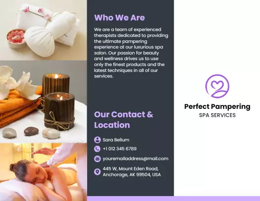 Tranquil Relaxation Spa Treatments and Services Brochure Template