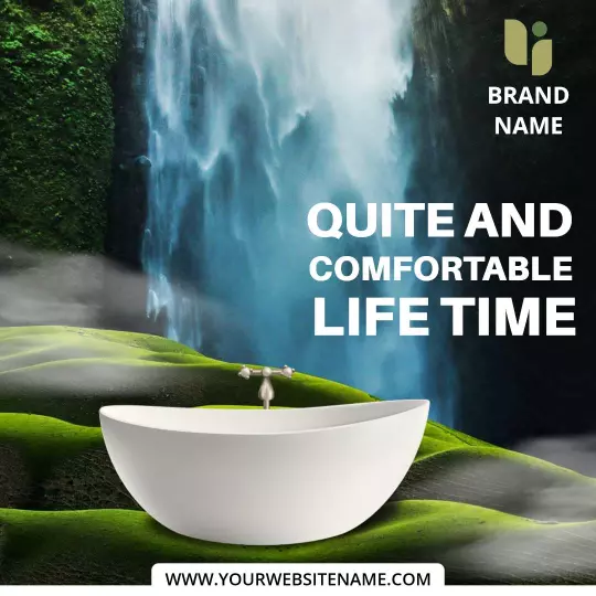 Tranquil White Bathtub for Relaxation and Wellness Ad Template