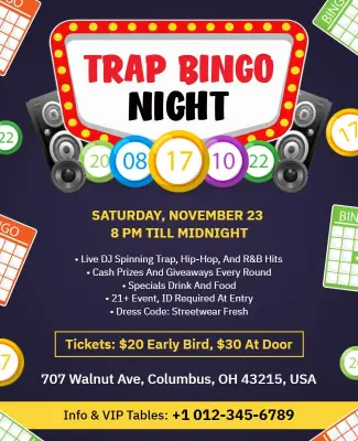 Trap Bingo Night Music Event Flyer Template