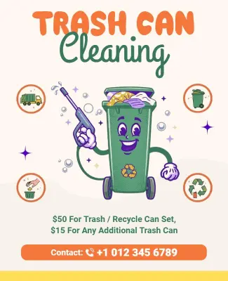 Trash Can Cleaning Service Poster Template