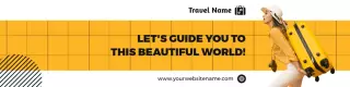 Travel Enthusiast with Yellow Suitcase LinkedIn Banner Template