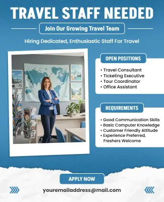 Travel Staff Recruitment Opportunity Flyer Template