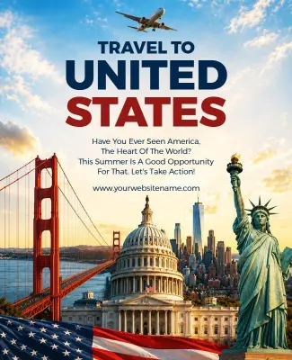 Travel to United States Tourism Poster Template