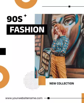 Trendy 90s Fashion Collection with Bold Geometric Elements Poster Template
