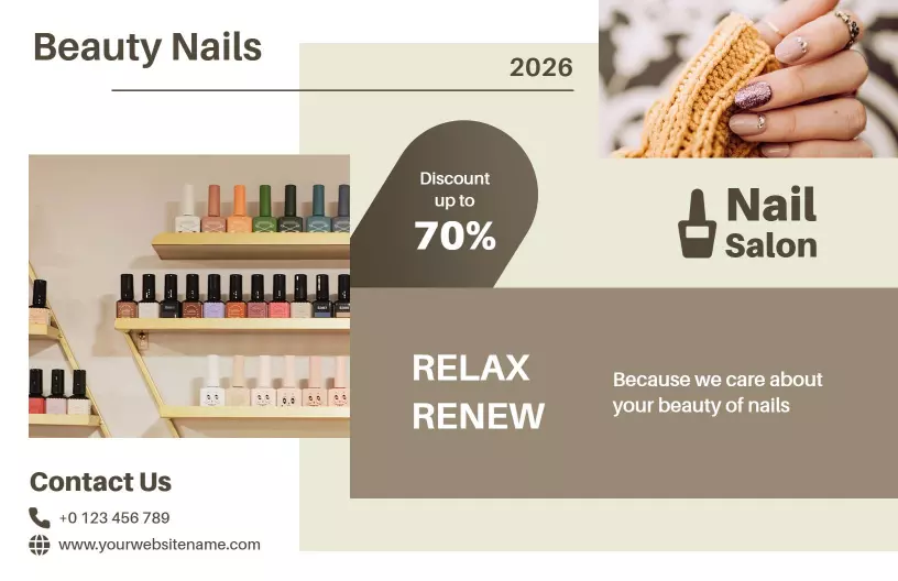 Trendy Beauty Nails Pampering Services Nail Salon Brochure Template