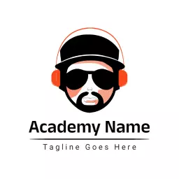 Trendy Black and Orange Hip Hop Beat Academy Logo Template
