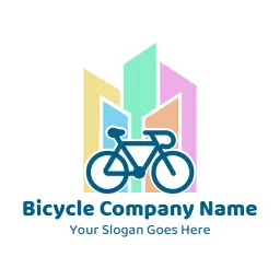 Trendy Blue Bicycle Design with Vibrant City Elements Logo Template