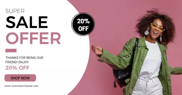 Trendy Fashion Sale Offer with Pink Background Banner Template
