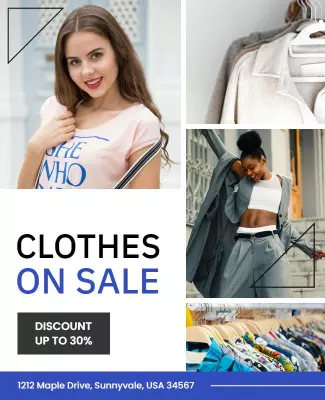 Trendy Fashion Sale with Discounted Clothing Poster Template