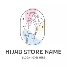 Trendy Pastel Colors Reflect Modern Hijab Fashion Logo Template