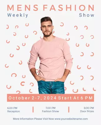 Trendy Pastel Men's Fashion Show Invitation Flyer Template