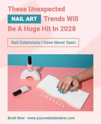 Trendy Pink Minimalist Nail Art 2028 Poster Template
