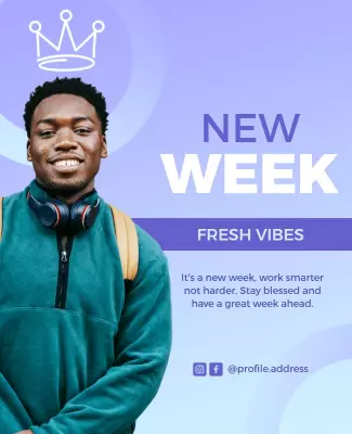 Trendy Purple Motivational New Week Poster Template