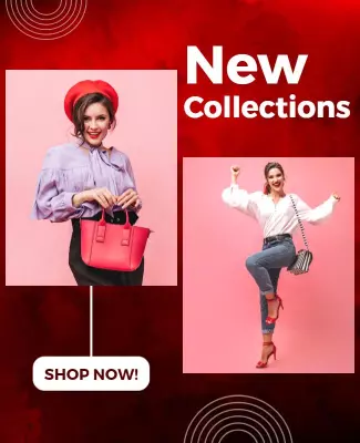 Trendy Red Fashion New Collections Shopping Poster Template