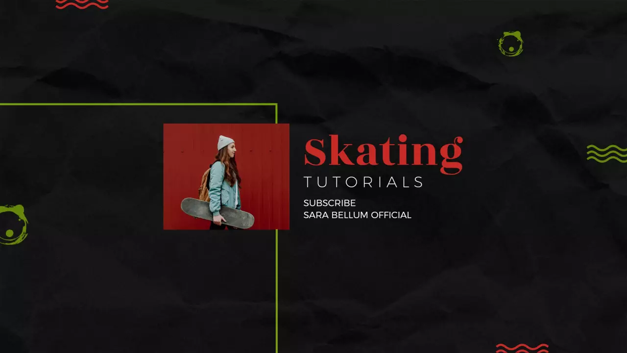 Trendy Skating Tutorials in Dynamic Artwork YouTube Banner Template