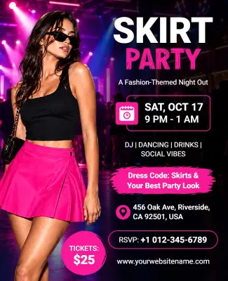 Trendy Skirt Party Event Invitation Flyer Template