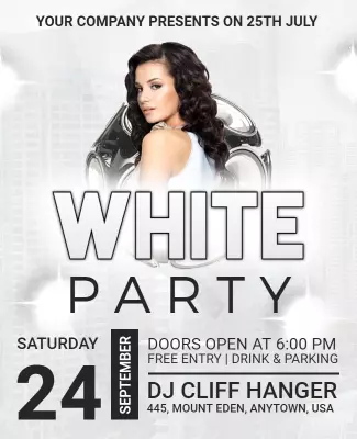 Trendy White Party Event Flyer Template