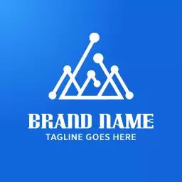Triangular Geometric Design in Bright Blue Digital Logo Template
