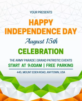 Triangular Green and Orange India Independence Day Celebration Flyer Template