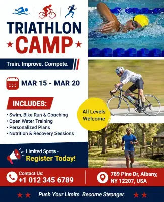 Triathlon Camp Promotional Flyer Template