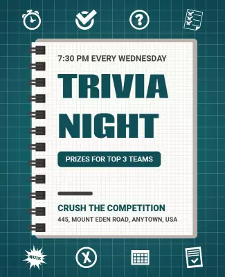 Fun Green Trivia Night Competition Flyer Template