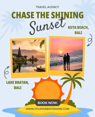 Tropical Bali Sunset Travel Poster Template