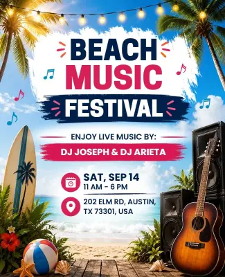 Tropical Beach Music Festival Flyer Template
