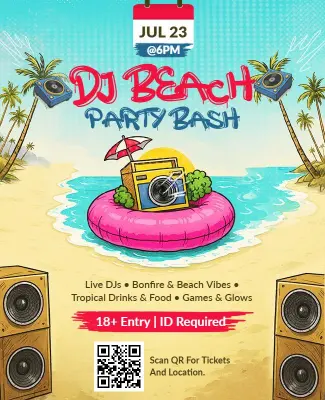 Tropical Beach Party Bash with Djs Flyer Template