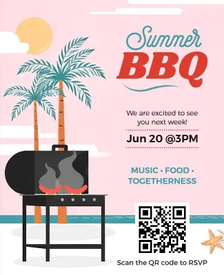 Tropical Beach Summer BBQ Invitation Flyer Template