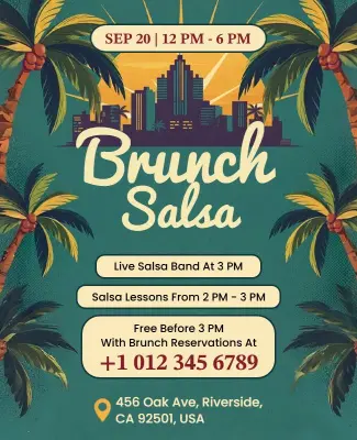 Tropical Brunch Salsa Event Flyer Template