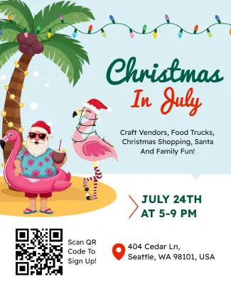 Tropical Christmas in July Event Flyer Template