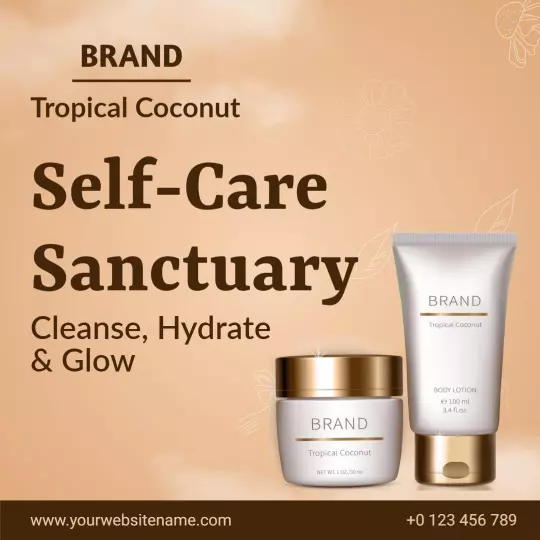 Tropical Coconut Skin Care Self-Care Sanctuary Ad Template