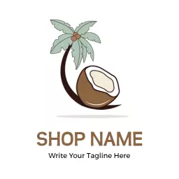 Tropical Coconut Tree Design Illustrating Natural Products Logo Template