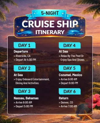 Tropical Cruise Ship Itinerary Flyer Template