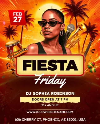 Tropical Fiesta Friday Party Flyer Template
