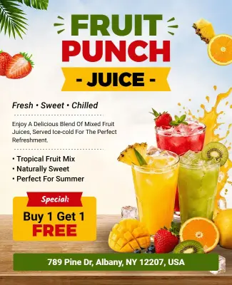 Tropical Fruit Punch Beverage Promotion Flyer Template